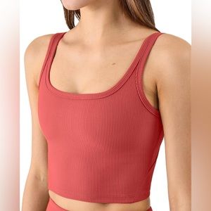 NWOT Chilylori Red Cropped Workout Top with Built in Bra Size S